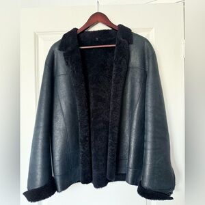 Helmut Lang shearling jacket in midnight blue
